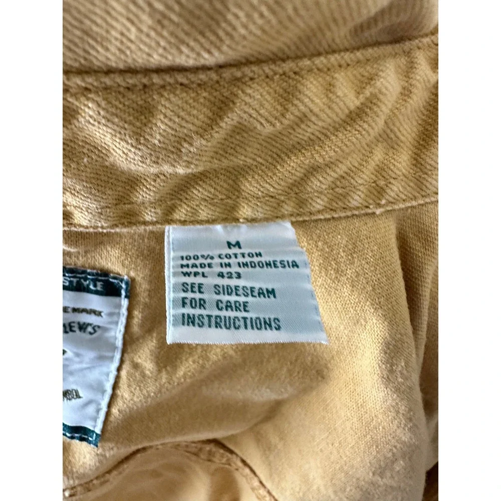 Vintage 90s 1994 Levi's Denim Shirt Metal Buttons Oversized Sz M Mustard‎ Yellow